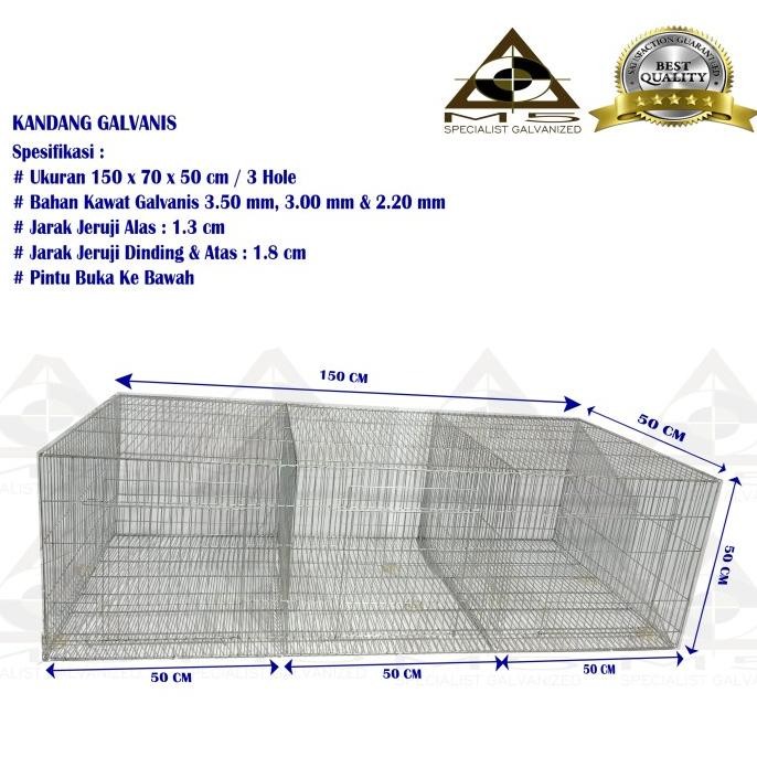 Kandang Galvanis 150.70.50/3Hole
