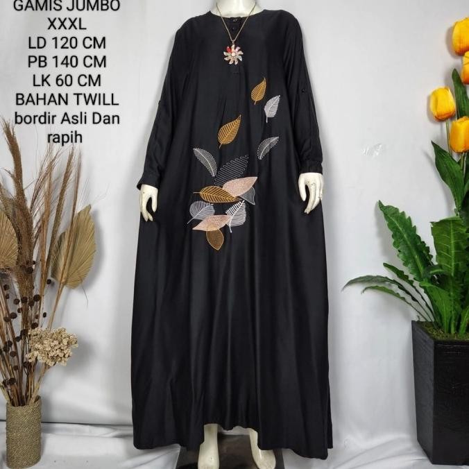 Gamis Jumbo Putih XXXL Model Bordir Dengan Ld 120 Cm
