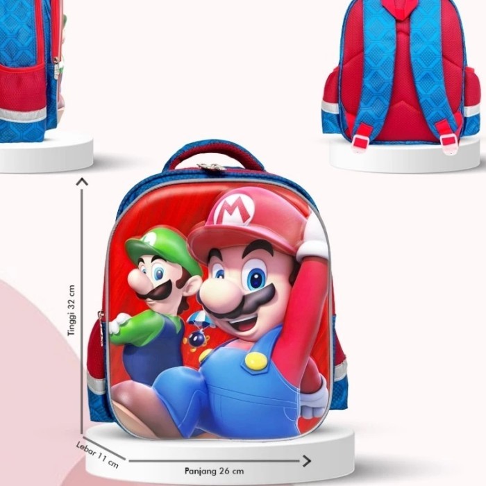 tas anak Mario Bros/ ransel anak TK Mario import/ backpack anak laki