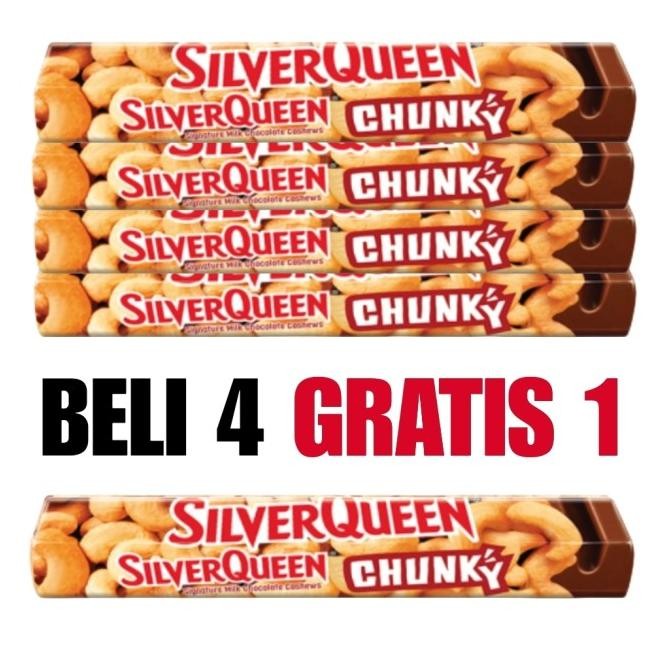 

SilverQueen Beli 4 Gratis 1 Chunky Bar Chocolate Cashews 30 g MBS
