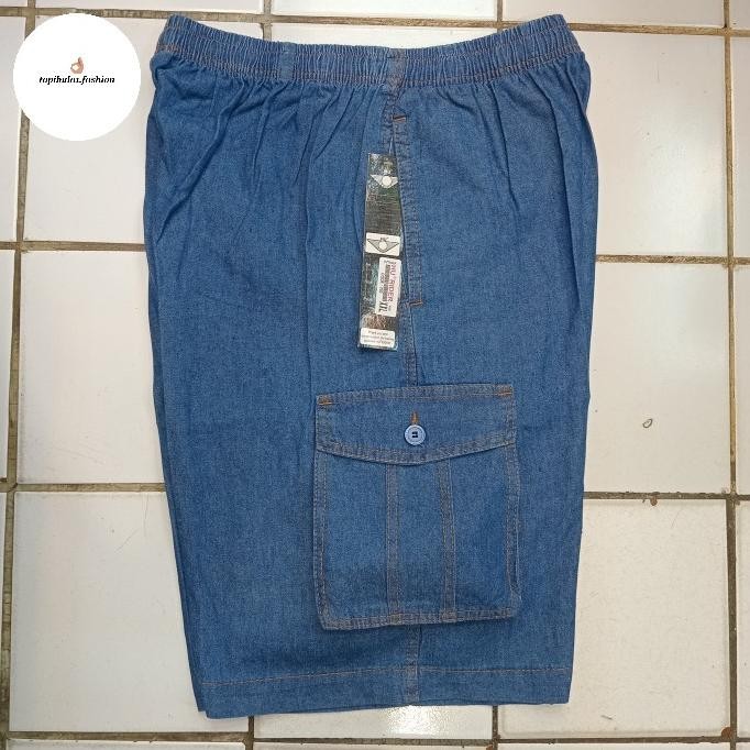 Celana Kolor Pendek Jeans 3/4 Pinggang Karet Ukuran Xl-Xxxl Pria Wawanstore62