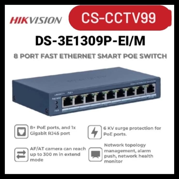 terbaru  hikvision ds-3e1309p-ei/m switch poe 8 port 1uplink ready