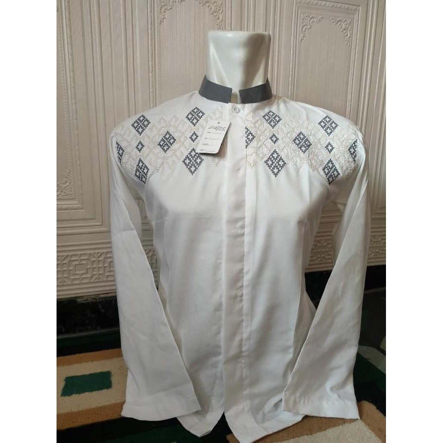 BAJU KOKO PRIA DEWASA LENGAN PANJANG PUTIH TULANG/BW