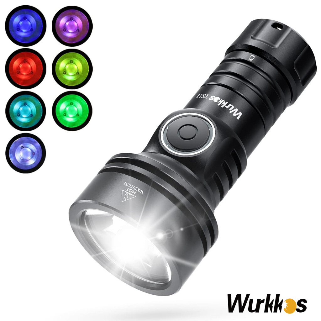 Senter Wurkkos TS11 2000 Lumen Rechargeable USB C EDC Flashlight - Hitam/Oranye