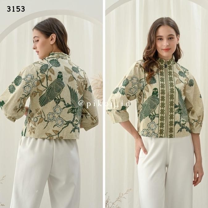 Atasan Batik Wanita Modern / Seragam Batik Wanita / Baju Batik Hijau