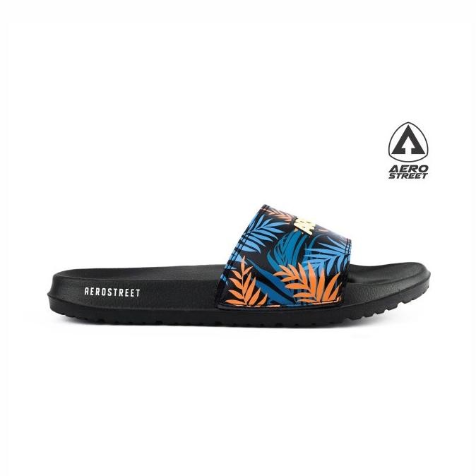 Promo Lebaran Aerostreet 39-44 Alvaro Hitam Biru - Sandal Selop Pria Wanita 22Aaa0 Asli