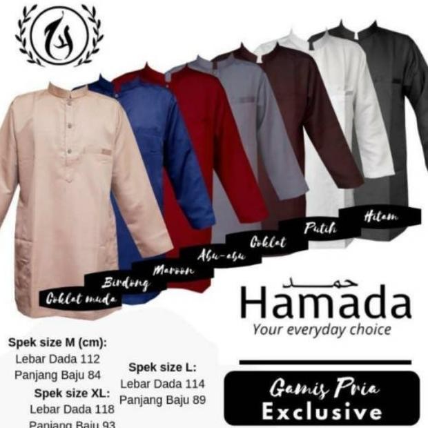 HAMADA KURTA PAKISTAN GAMIS JUBAH PRIA PRIA KOKO MUSLIM
