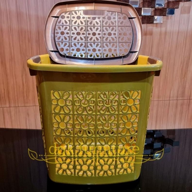 we-53 Keranjang Box Tempat Penyimpanan Laundry Basket Cucian Pakaian Baju Anak Bayi Kotor Bertutup T
