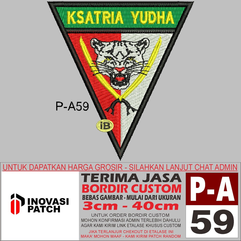 INOVASI PATCH BORDIR LOGO P-A59 LOGO KSATRIA YUDHA - REVIEW/TESTIMONI
