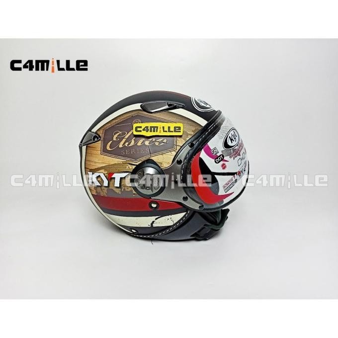 Helm Kyt Elsico Retro Pilot #4 Black Dop Cream