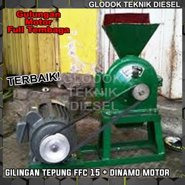 Mesin Penepung / Penggiling Tepung FFC 15 + Dinamo Motor 1 HP 2 HP Giling Tepung ORIGINAL TERBAIK