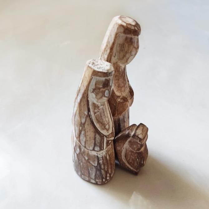 *****] Maria Yosef Bayi Yesus Bahan Kayu, Set Patung