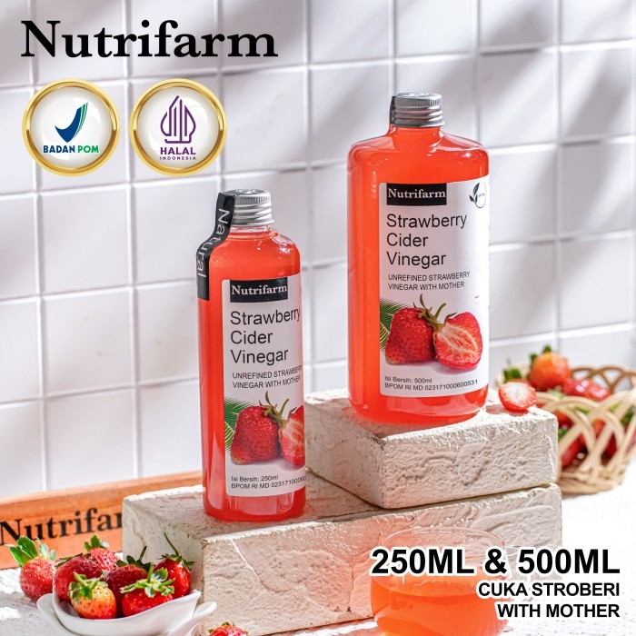 

CUKA BUAH STRAWBERRY 250 ML 500 ML ORIGINAL/STRAWBERRY CIDER VINEGAR WITH MOTHER PREMIUM ASLI BUAH