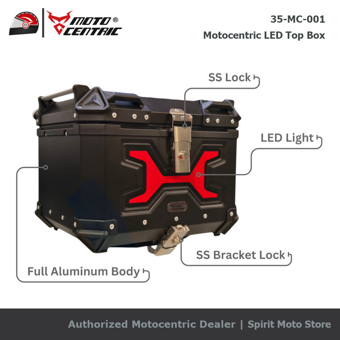 Motocentric Led Top Box Motor Aluminium Box Touring Pannier Motorcycle