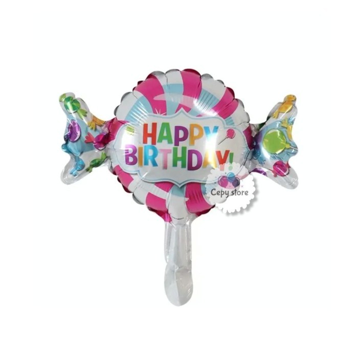 /////] Balon Foil Happy Birthday Permen / Balon Permen Mini / Mini Candy