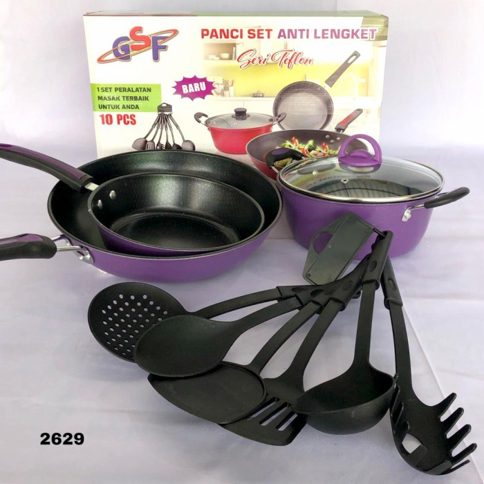 Panci Wajan Penggorengan Teflon Anti Lengket + Spatula Set GSF G 2629