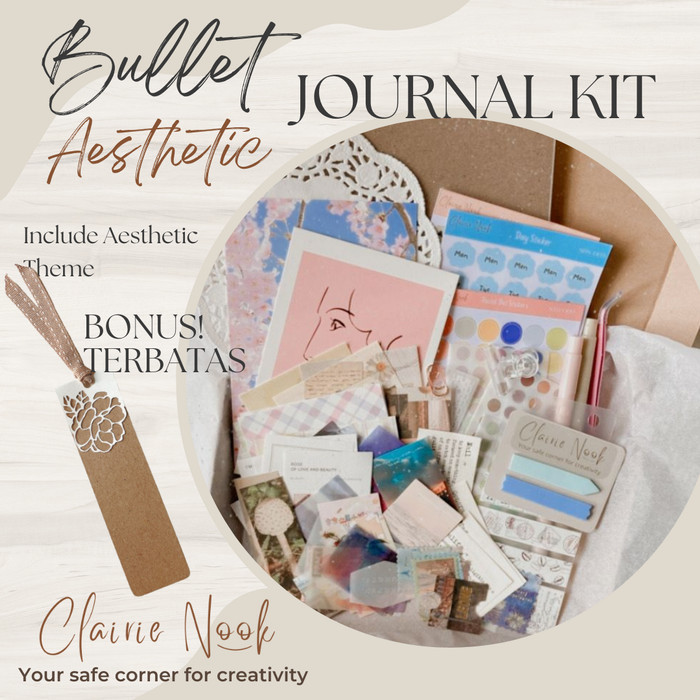 

Ready Clairie Nook Aesthetic Bullet Journal Kit -Dekorasi Notebook Scrapbook