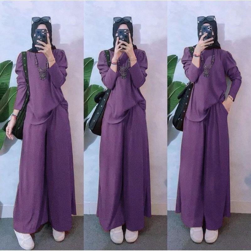 TERBARU Fashion Muslim Setelan Cutbray Wanita Polos Madina Jumbo Set Cringkle Air Flow