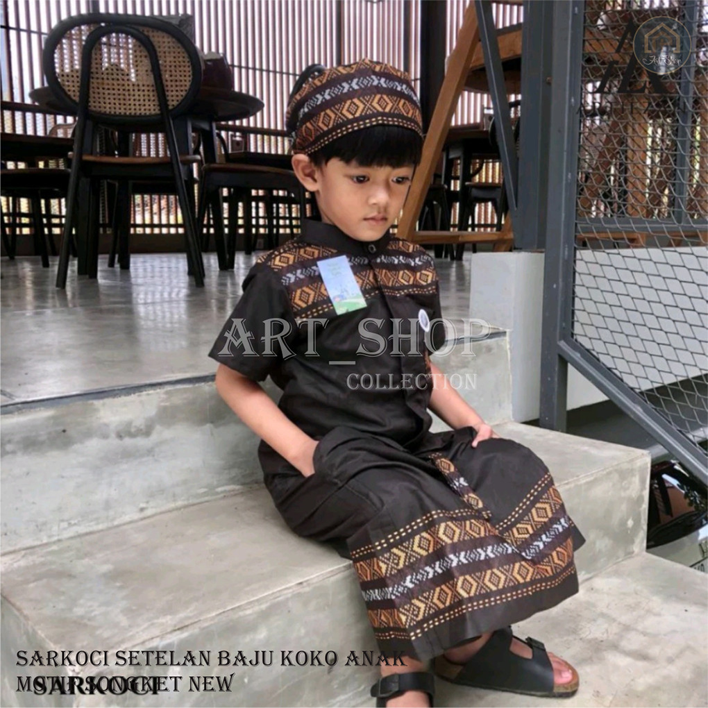 Stelan Kokoj Amak Laki2 Sarung Celana Kokoh Ank Laki Laki Setelan Koko Anak Sarkoci Sarrkoci Terbaru