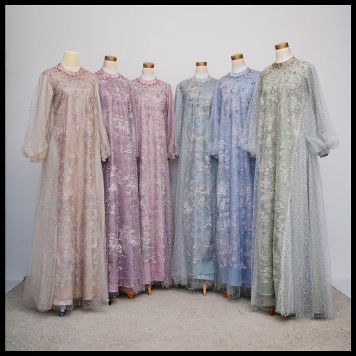 terbaru lyf official - dyra dress - a line - gaun - panjang - resepsi lamaran prewed lebaran bukber 