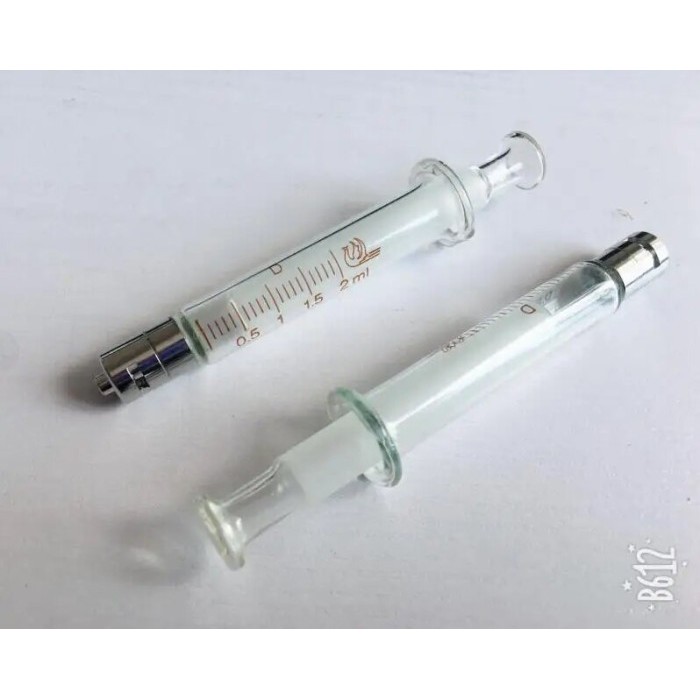 2ML GLASS SYRINGE LUER LOCK HEAD INJECTOR SAMPLER DISPENSING WITH INK