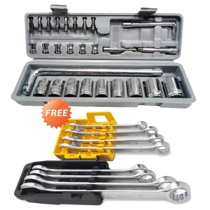Kunci Sok Set 27 Pcs & Kunci Ring Pas Set Stanley 8 Pcs Original Dan Terpercaya