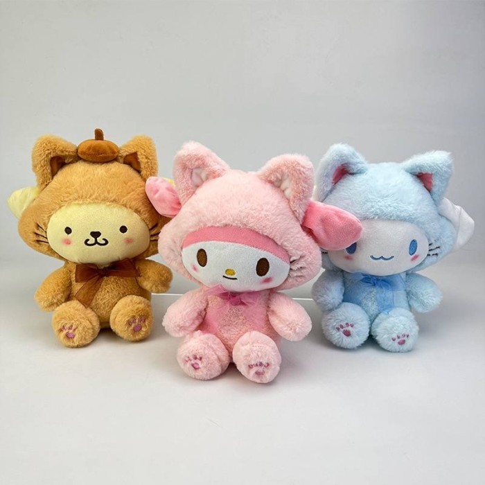 

MAINAN BONEKA CINNAMOROLL MELODY KUROMI POMPOMPURIN HELLO KITTY KUCING