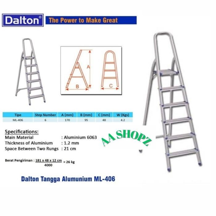 Tangga Alumunium Lipat 6 Step Dalton ML-406 Tangga Lipat 1,7 METER