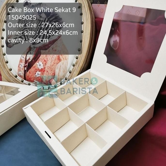 

|Bestseller| cakebox white sekat 6 / 9 box mini cake dessert premium mika kotak kue
