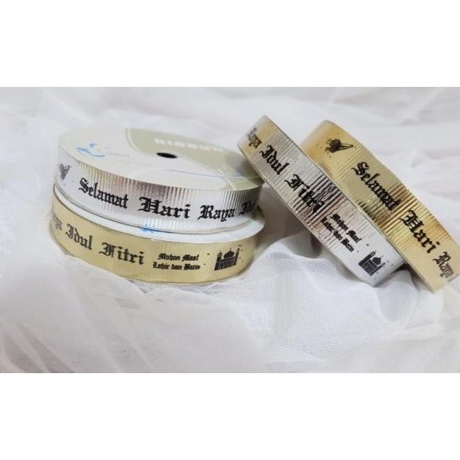

Mubarak| Pita Selamat Hari Raya Idul Fitri Metalik Gold Silver Size 2Cm Premium