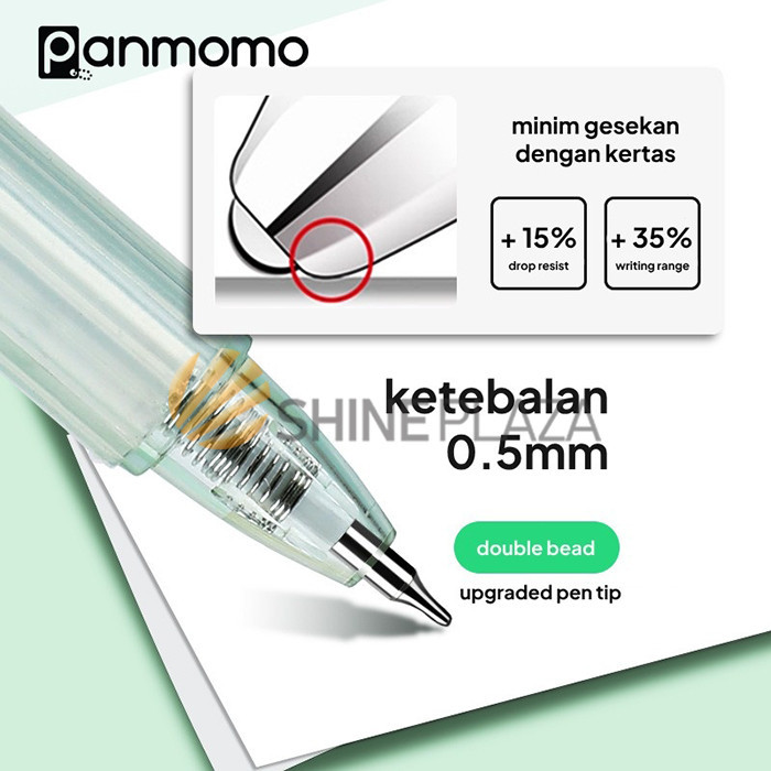 

PULPEN GEL PEN PANMOMO MONOCHROME PASTEL DOUBLE BEAD QUICK DRY 0.5MM - BOLPEN PENA GEL HITAM 0,5 MM