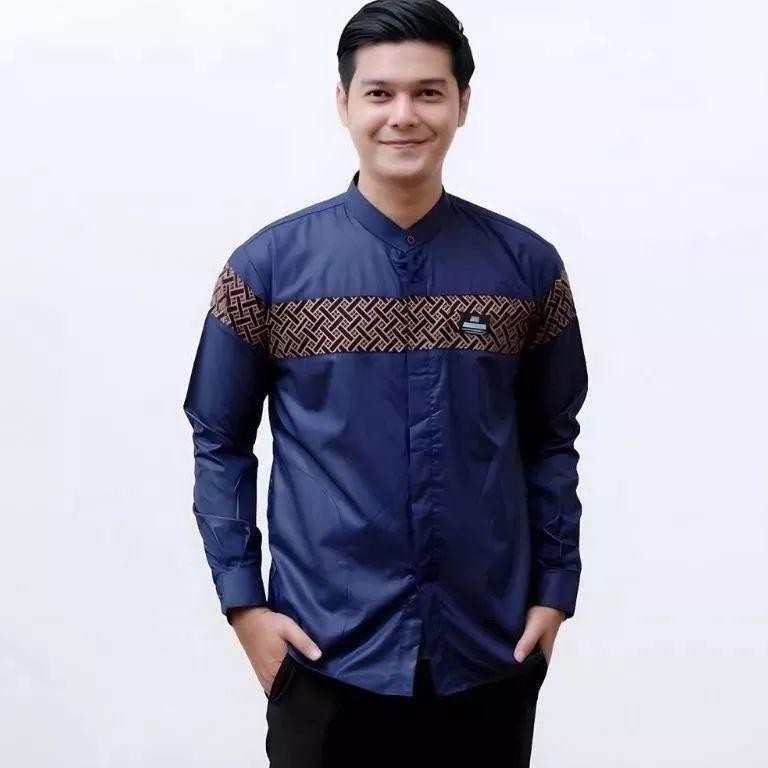 Promo Lebaran Cuci Gudang... Baju Koko Pria Dewasa Lengan Panjang Motif Kobata Qynang Kombinasi Bati