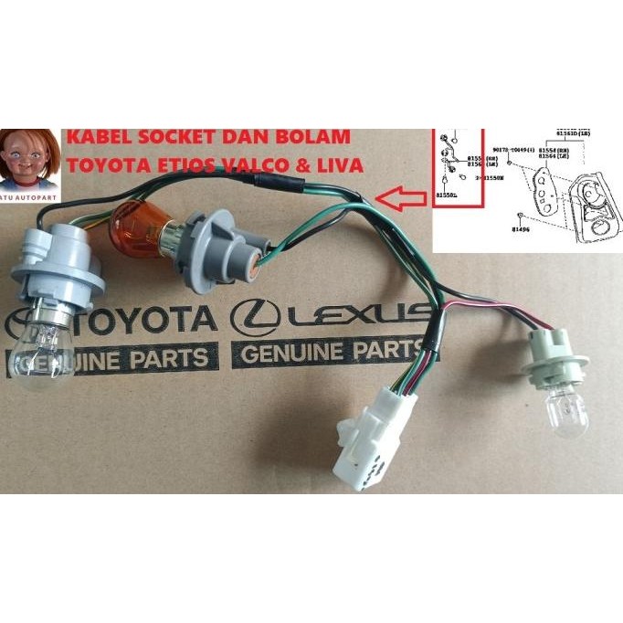 KABEL SOCKET DAN BOLAM LAMPU STOP BELAKANG TOYOTA ETIOS VALCO LIVA bestt