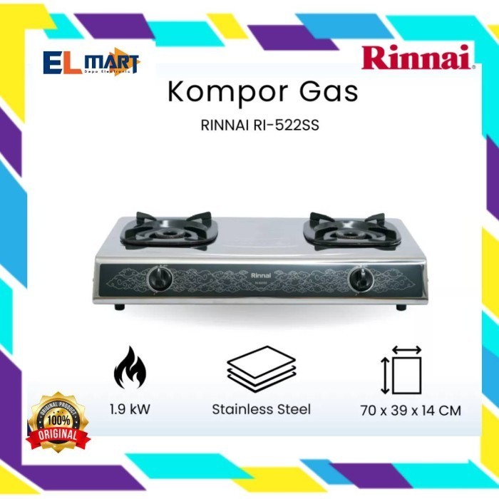 Kompor Gas Rinnai 2 Tungku Stainless Motif Batik Ri 522Ss 522 Ss
