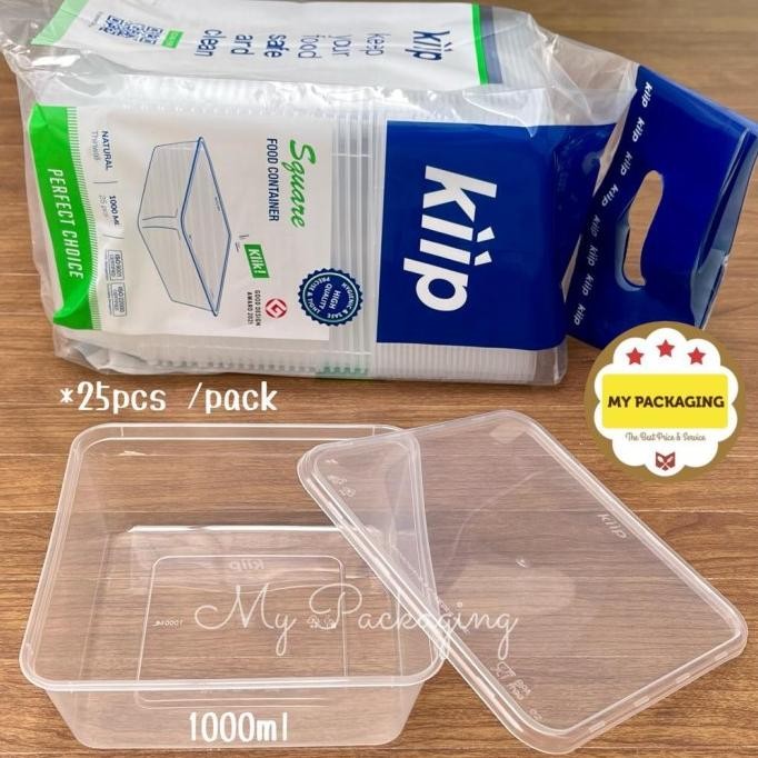 

~@~@~@~@] Thinwall BENING 1000 ml kotak square Container Microwaveable 25pcs