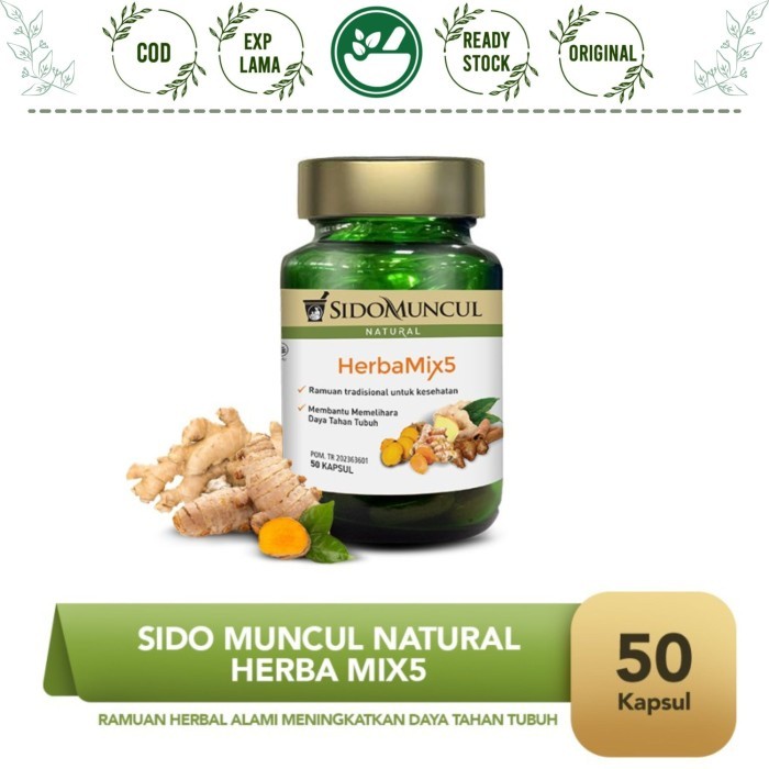 

SIDOMUNCUL HERBAMIX5 50 KAPSUL HERBA MIX 5 SIDO MUNCUL KUNYIT KENCUR