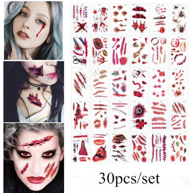 :::::::] 30Pcs Tatto Luka Tato Scars Prank Halloween