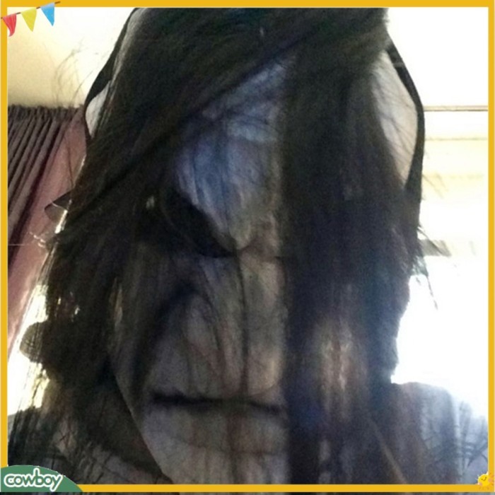 #####] cowboy Halloween Zombie Mengerikan Dengan Topeng Hantu Rambut Hitam