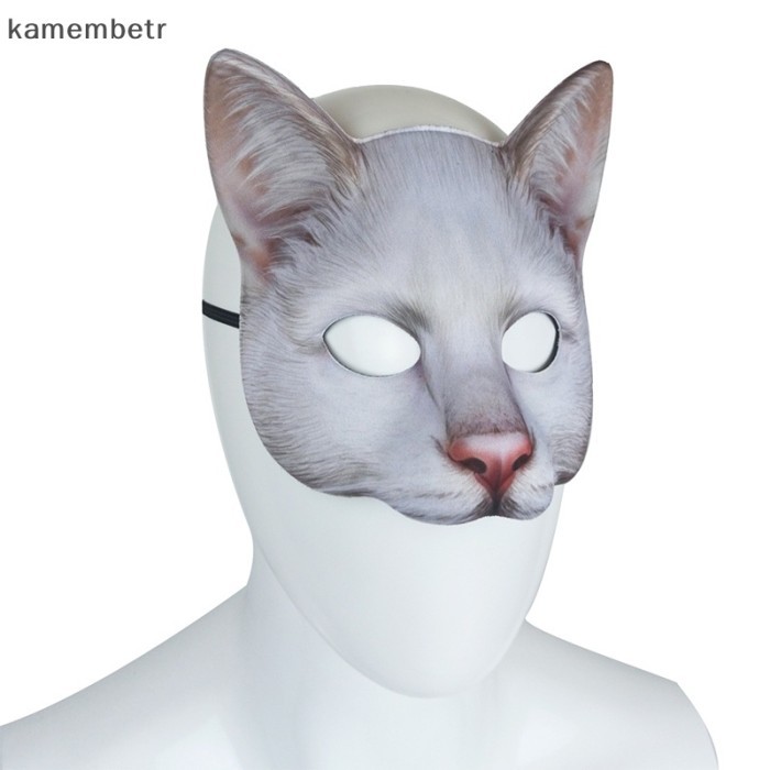 ] Betr Topeng Halloween Kucing Topeng Setengah Wajah Party Props Kostum