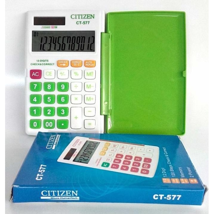 

TW39 Kalkulator Mini Citizen CT 577 12Digit warna warni Hemat