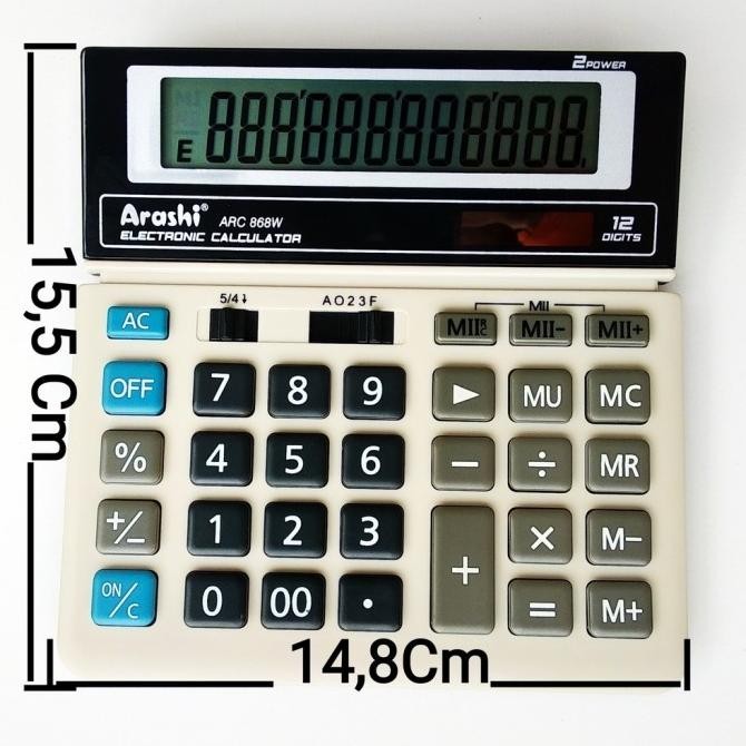

OKK-1520 Arashi Calculator ARC 868W kalkulator 12 Digit Layar Besar Solar Panel Termurah