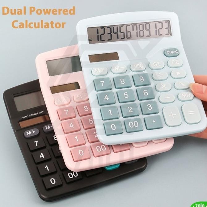 

Do86 [zolo] DEXIN Kalkulator Warna Pastel Dual Power Solar Panel 12 Digit Hemat