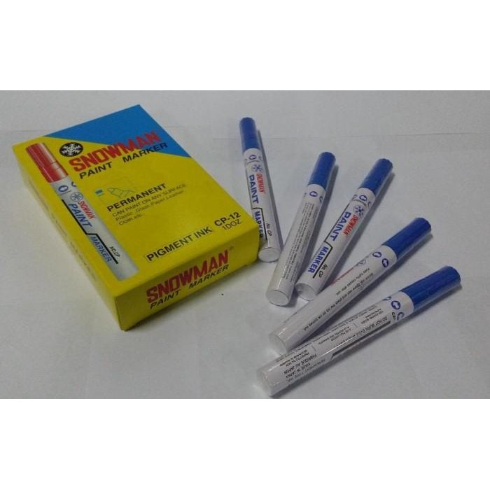 

Spidol Permanent Paint Marker Snowman Biru Isi 12 Pcs