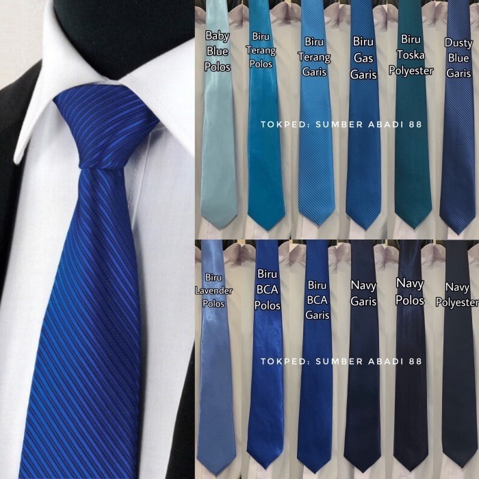Terlaris Dasi Panjang Pria Biru Muda Tua Dongker Navy Elektrik Blue Dusty SALE