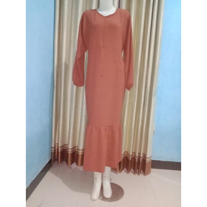 MIDI Dress Duyung polos bhn crinkle airflow