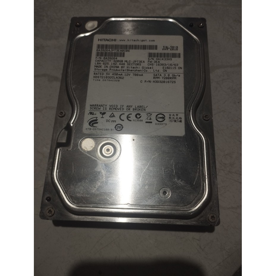 Hardisk Internal Dekstop/PC, Hitachi, 320 GB, SATA, 3,5"--sentinel 100%