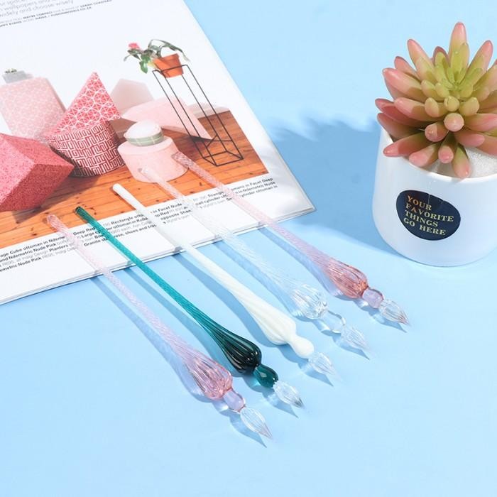 

1PC Crystal Glass Dip Pen Set Non-carbon Ink Fountain Original