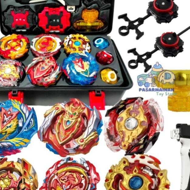 Jun - Mainan Free Gangsing Beyblade Box Burst Set Launcher Gasing