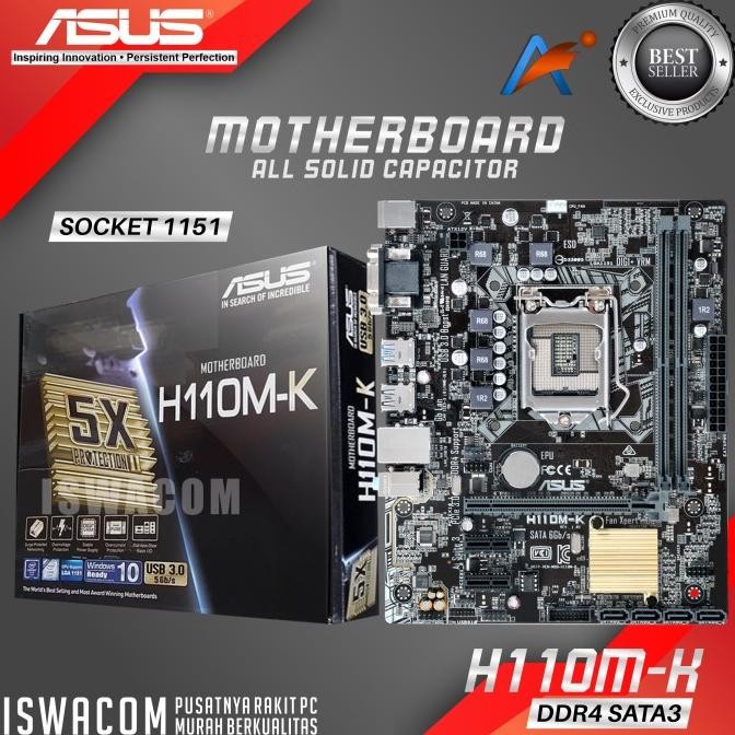 TERMURAH - ASUS H110M-K / ASUS H110MK / Mainboard H110 / Mobo H110