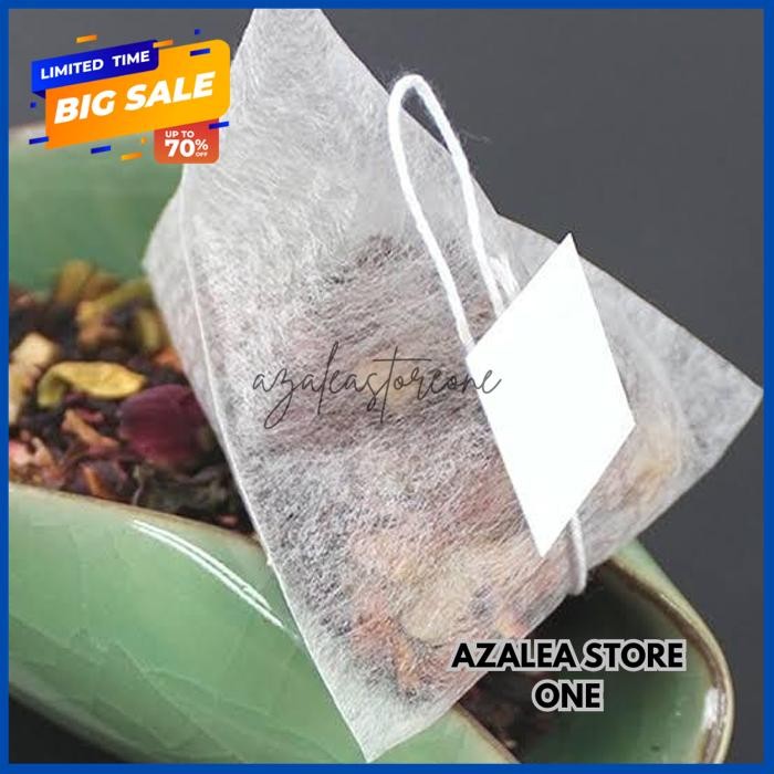 

BIODEGRADABLE CORN FIBER PYRAMID TEA BAG / KANTONG TEH SERAT JAGUNG RAMAH LINGKUNGAN 50 PCS FREE ONGKIR !! BY AZALEA STORE